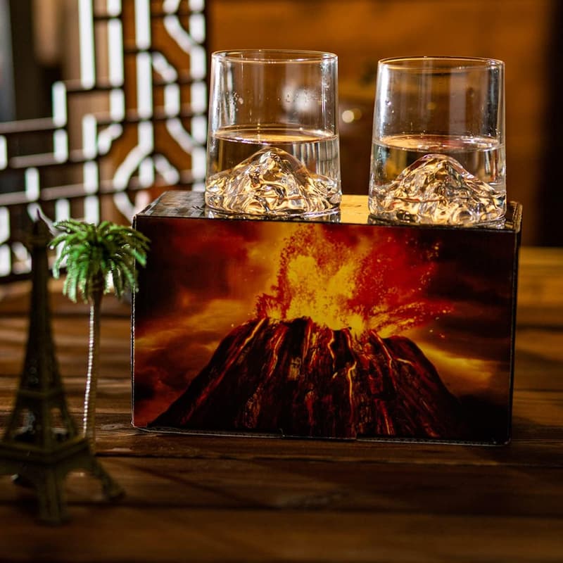 Set of 4 Old Fashioned Whiskey Glasses with Slate Coasters