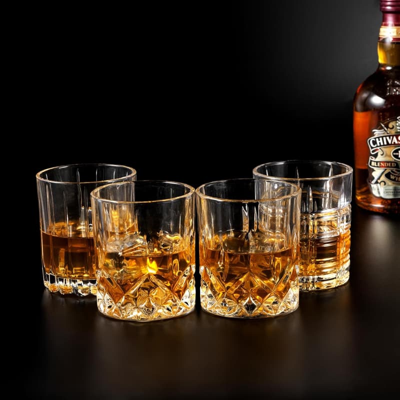 Whiskey Glass Set – 10 oz Ultra Clear Crystal, Luxurious Box, Set of 4