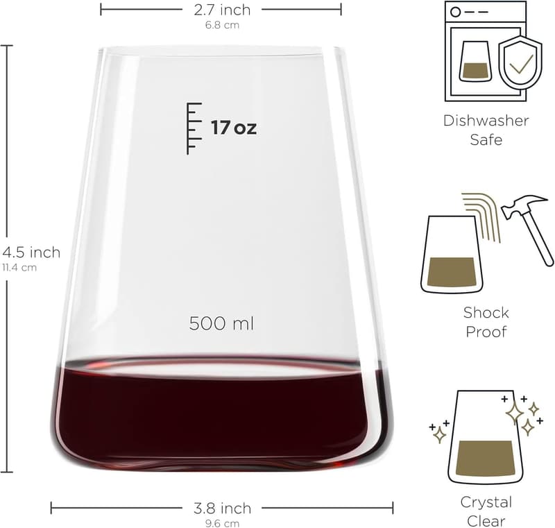 Premium 17oz Highball Drinking Glasses Set of 6
