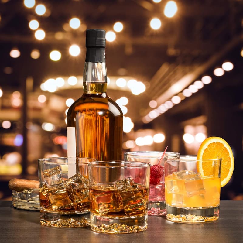 Mountain Imprint Whiskey Glass Set of 4 - 11.5 oz Tumblers