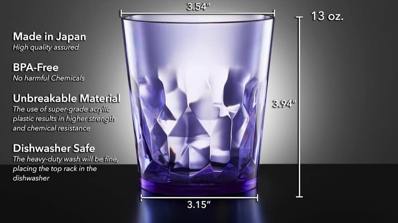 13oz Unbreakable Acrylic Drinking Glasses Set of 6 - Gifts
