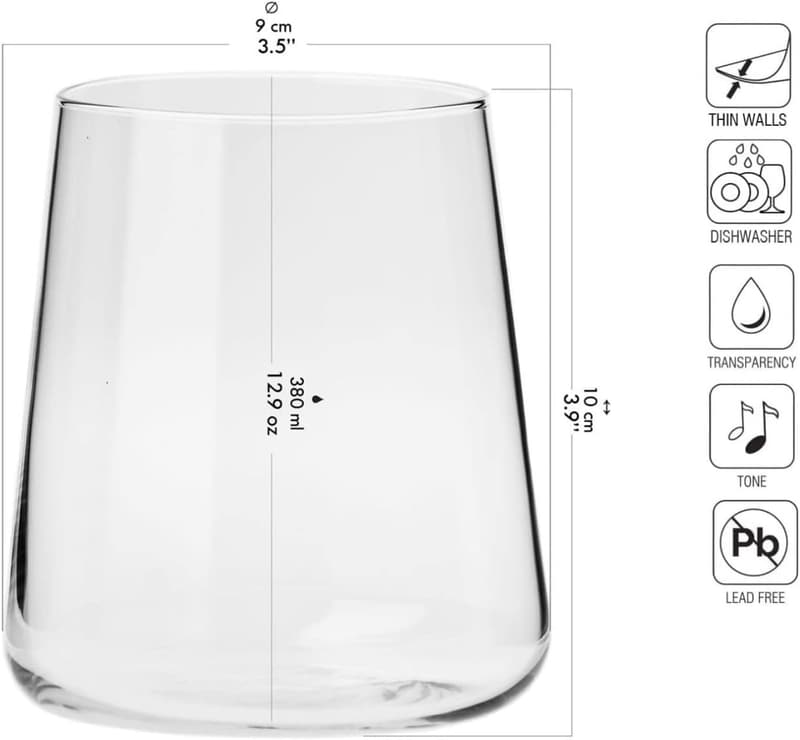 Avant-Garde Set of 6 Lightweight Crystal Drinking Glasses