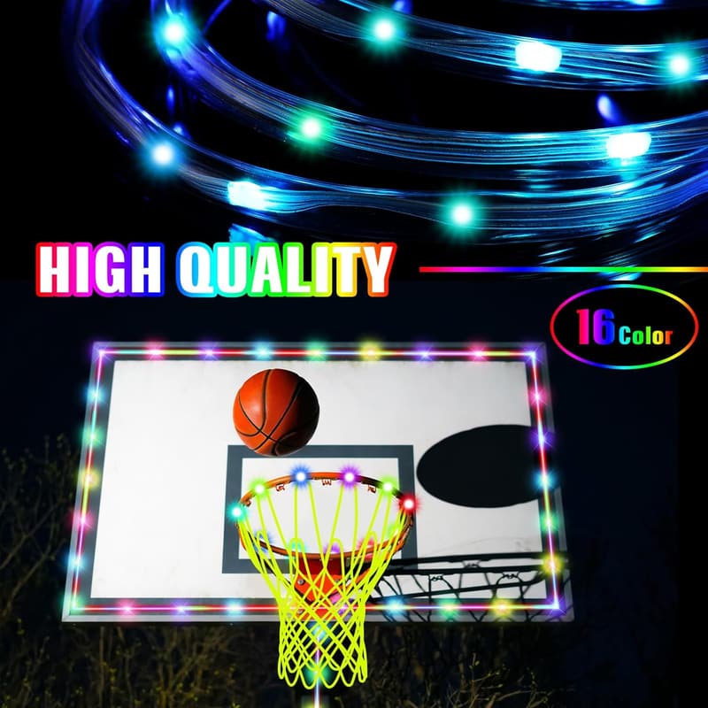 Glow-in-the-Dark LED Basketball Hoop Light Set with Remote Control