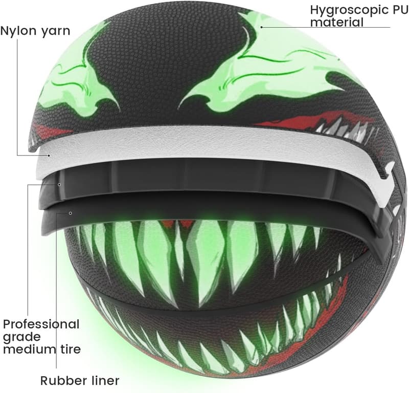 Luminous Glow-in-the-Dark Basketball with Pump & Bag, Size 7