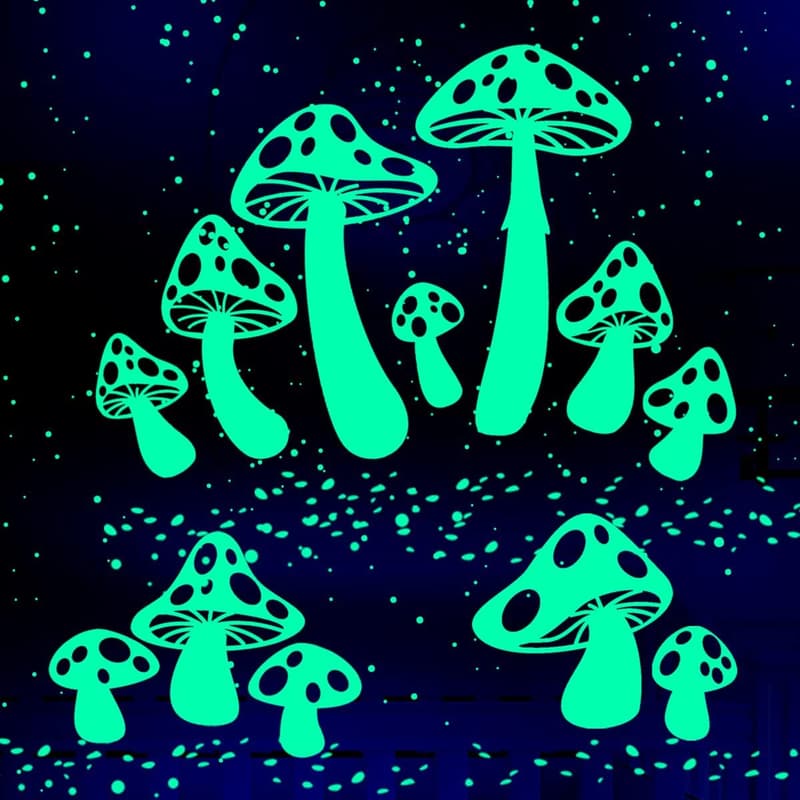 Glow in The Dark Mushroom Stars - Ceiling and Wall Decor