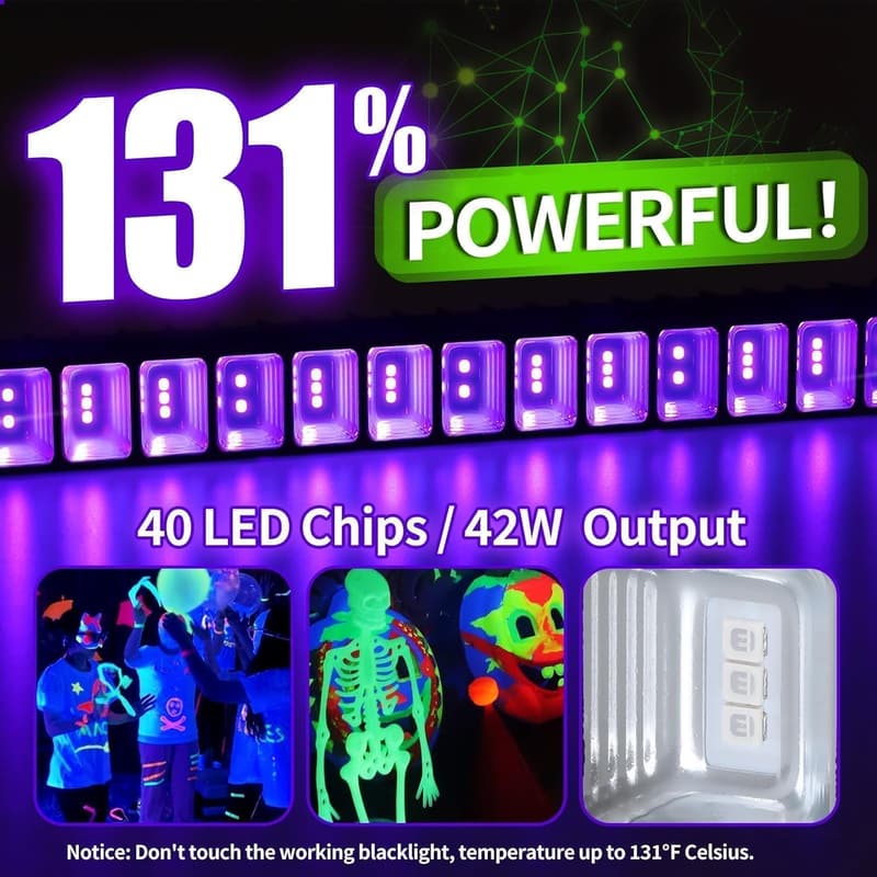 42W IP66 Waterproof LED Black Light Bar for Glow Parties