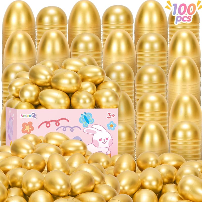 Fillable Golden Easter Eggs - 100 Pcs for Kids' Egg Hunt