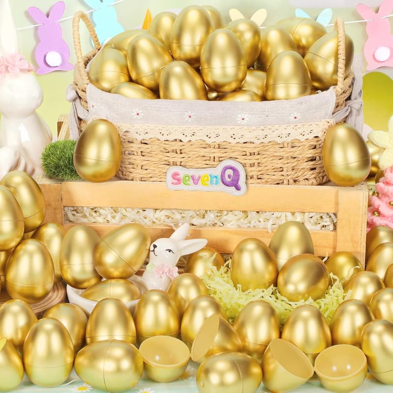 Fillable Golden Easter Eggs - 100 Pcs for Kids' Egg Hunt