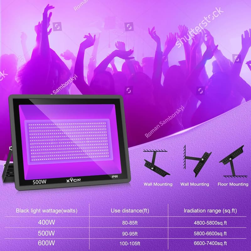 500W Outdoor Waterproof Black Lights - 2 Pack for Parties