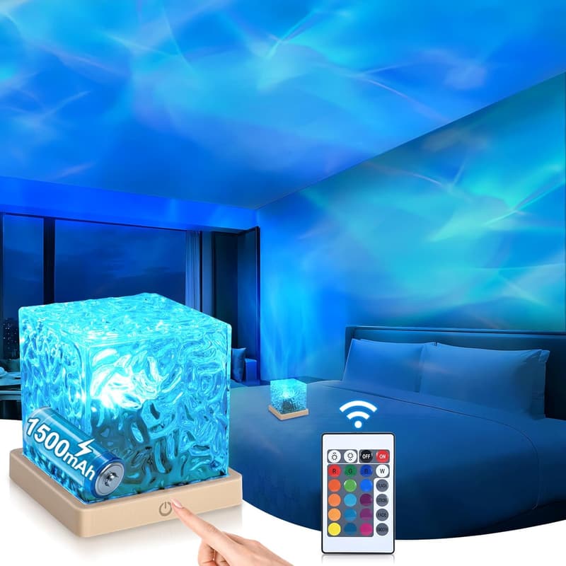 Cordless Rechargeable Aurora Ocean Wave Projector Light