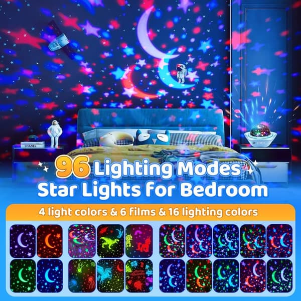 Kids' Star Projector Night Light with 96 Modes & 360° Rotation