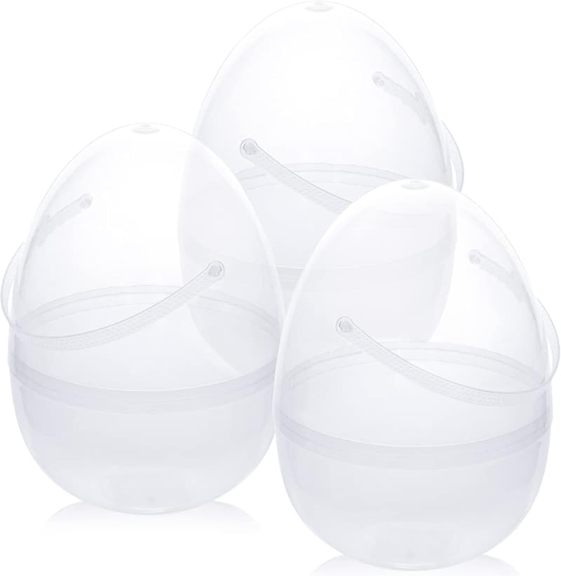 Extra Large 10-Inch Clear Fillable Easter Eggs - Set of 3