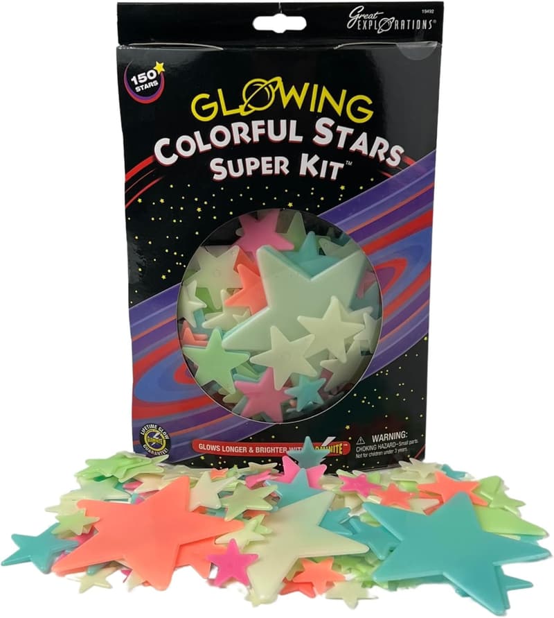 Glow in the Dark Ceiling Stars Kit - 150 Assorted Pieces