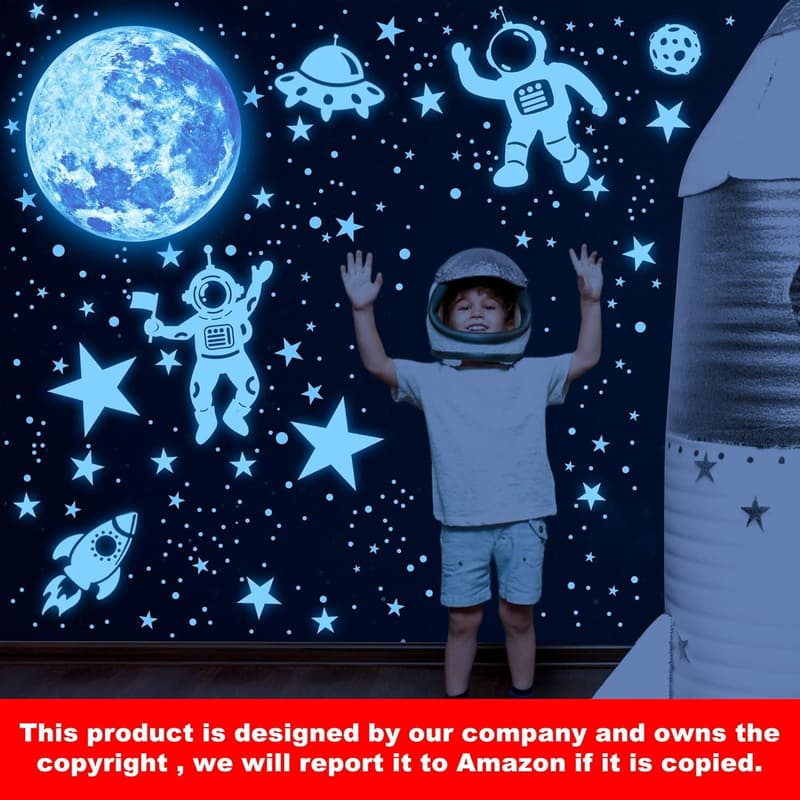 Glow in the Dark Astronaut Wall Decals for Kids' Bedrooms