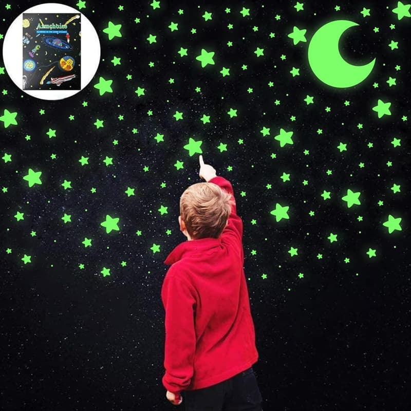 Glow in the Dark Star and Moon Wall Stickers for Kids' Birthdays