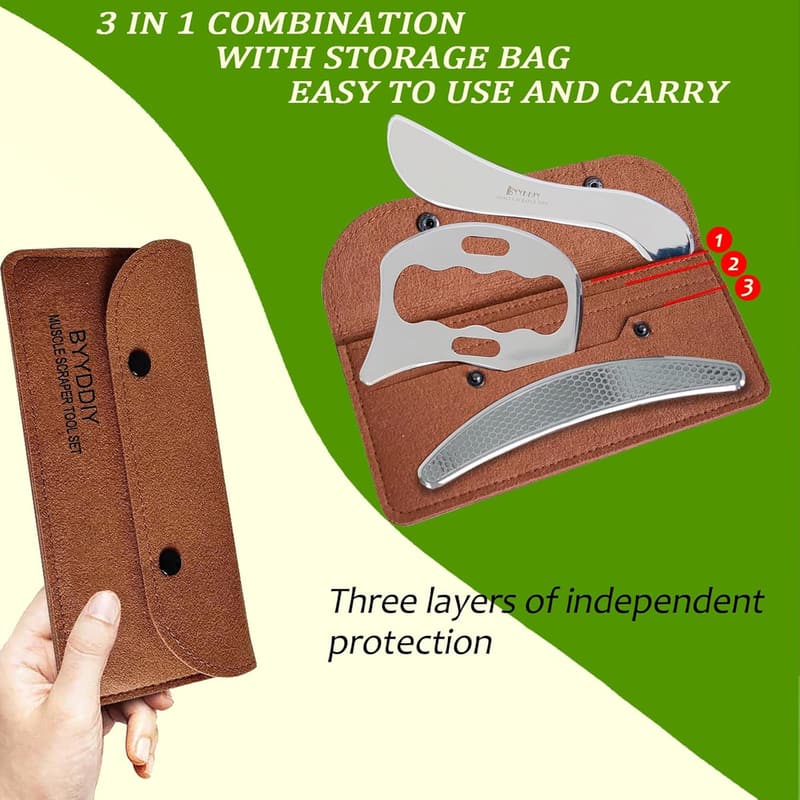 3-in-1 Stainless Steel Gua Sha Massage Tool Set