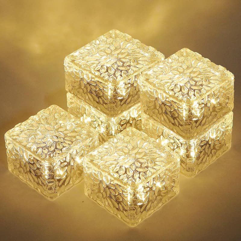 Outdoor Solar Brick Lights - 6 Pack LED Garden Pathway Decor