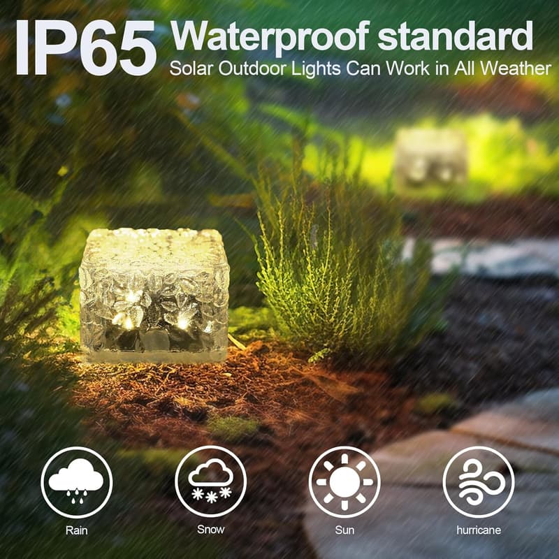 Outdoor Solar Brick Lights - 6 Pack LED Garden Pathway Decor