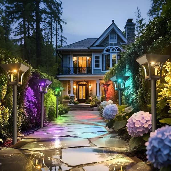 Solar RGBCW Pathway Lights - 8 Pack, 3 Modes, IP65 Waterproof