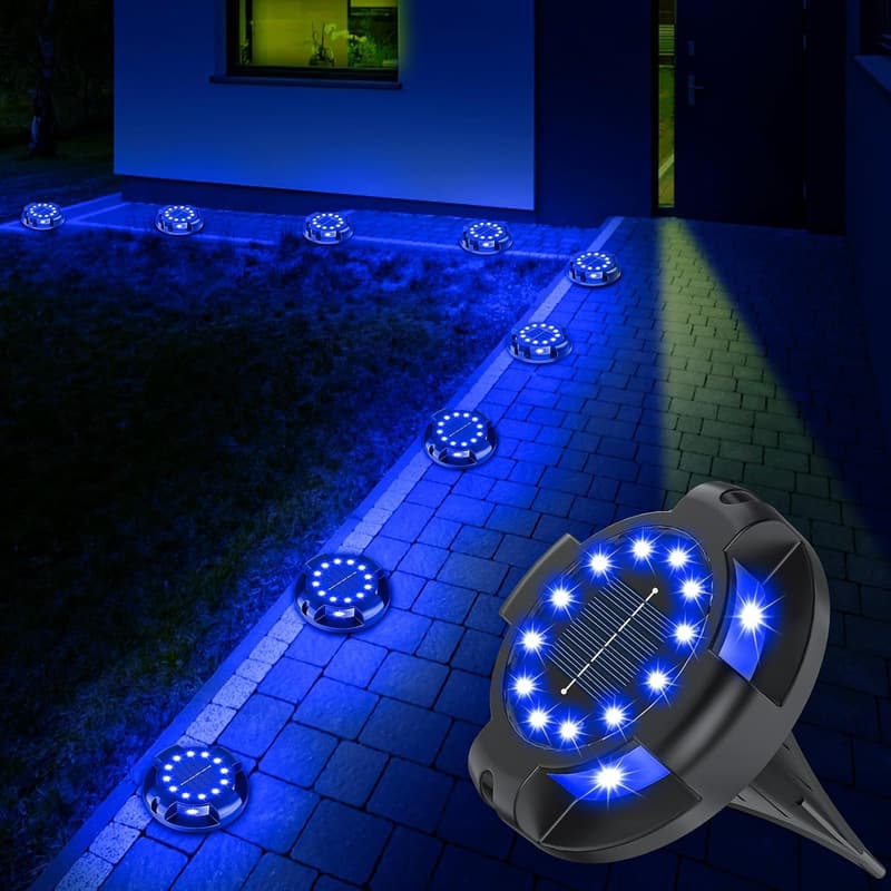 Solar Pathway Lights - 12 Pack, Bright Blue LED, Waterproof