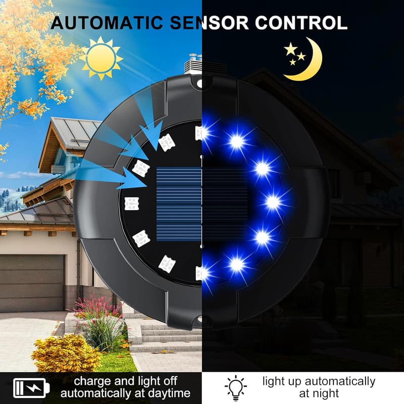 Solar Pathway Lights - 12 Pack, Bright Blue LED, Waterproof