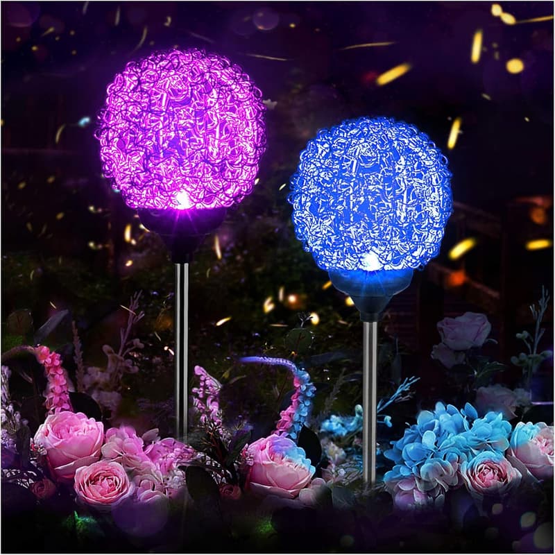 Upgraded Multi-Color Solar Garden Lights - 2-Piece Set