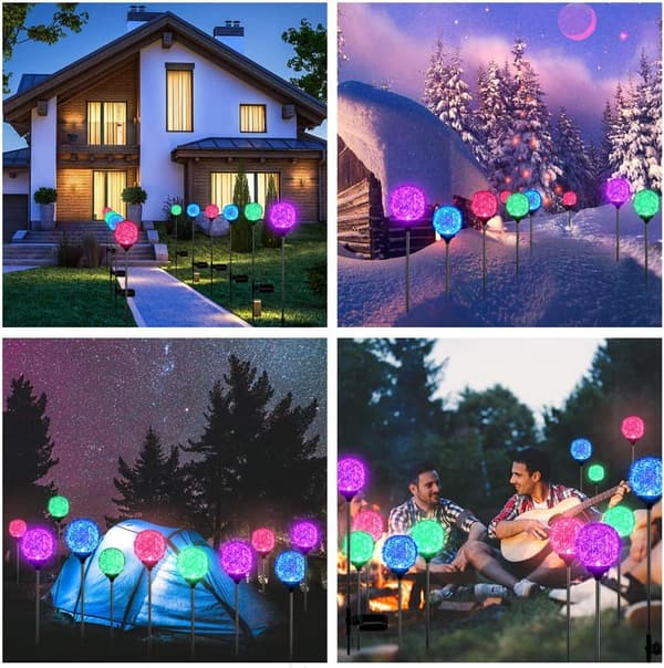 Upgraded Multi-Color Solar Garden Lights - 2-Piece Set