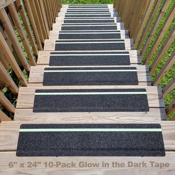 Glow-in-the-Dark Anti-Skid Grip Tape Strips for Steps, 10-Pack