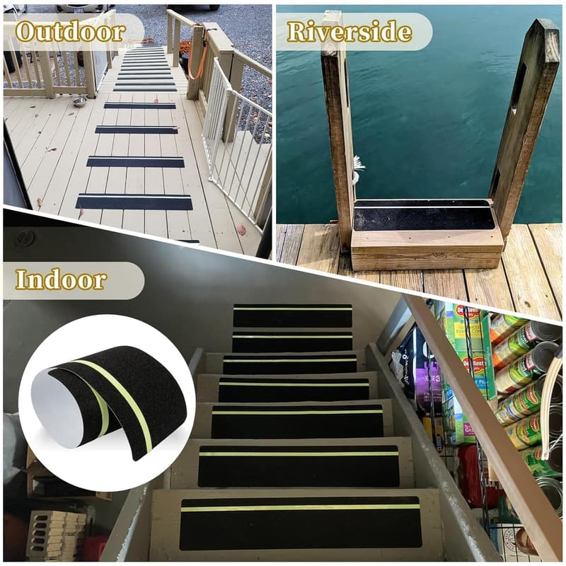 Glow-in-the-Dark Anti-Skid Grip Tape Strips for Steps, 10-Pack