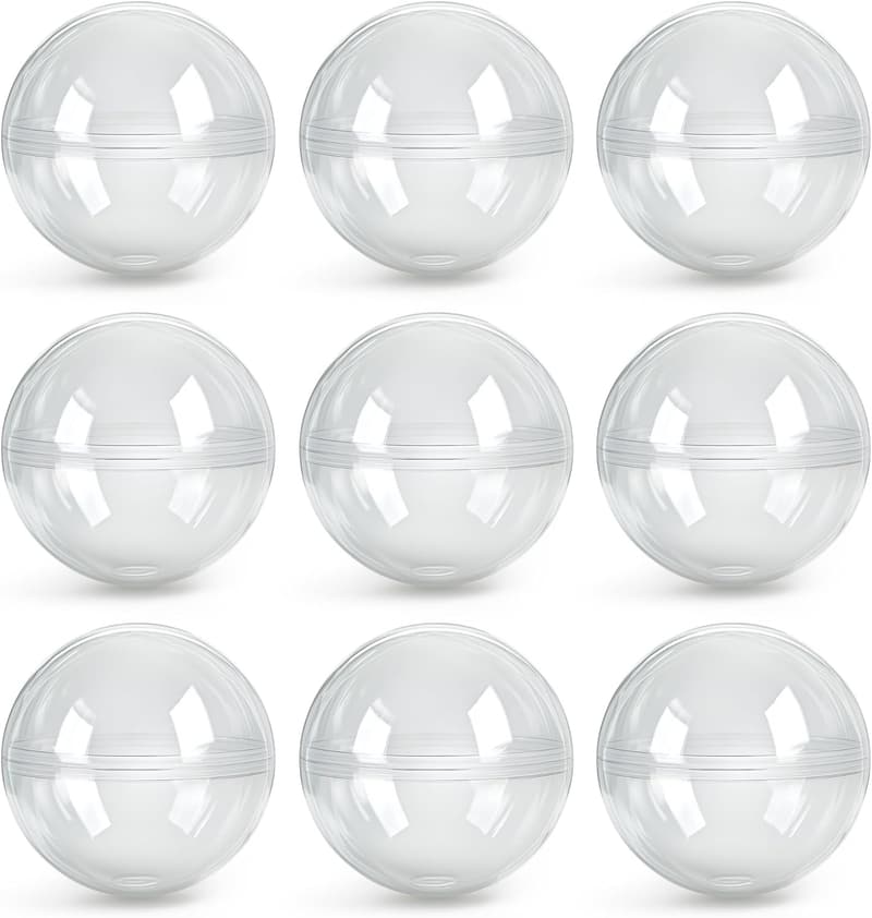Clear Plastic Vending Machine Capsules - 14 Pack for DIY Crafts