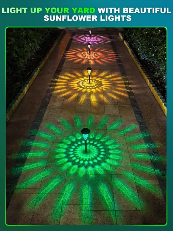 RGB Color Changing Solar Pathway Lights - 8 Pack, Waterproof