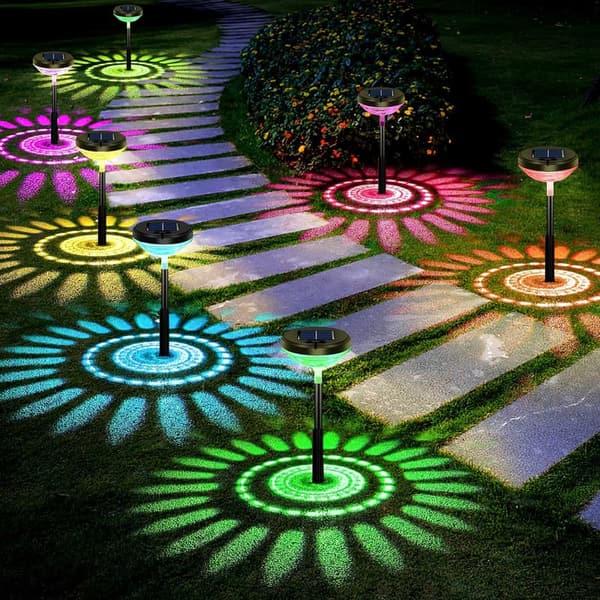 Color-Changing Solar Pathway Lights - 6 Pack, IP67 Waterproof