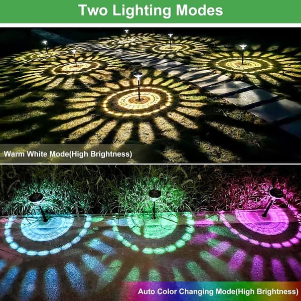 Color-Changing Solar Pathway Lights - 6 Pack, IP67 Waterproof