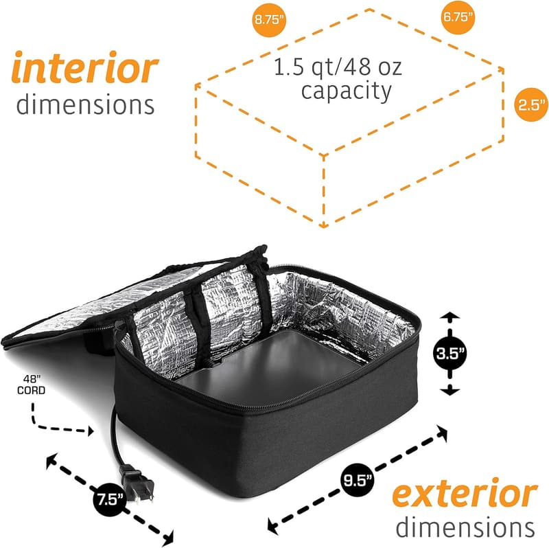 Portable Electric Food Warmer Lunch Box for Work - Black