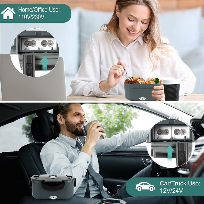 Portable Electric Lunch Box 1.5L with Removable Stainless Steel Container