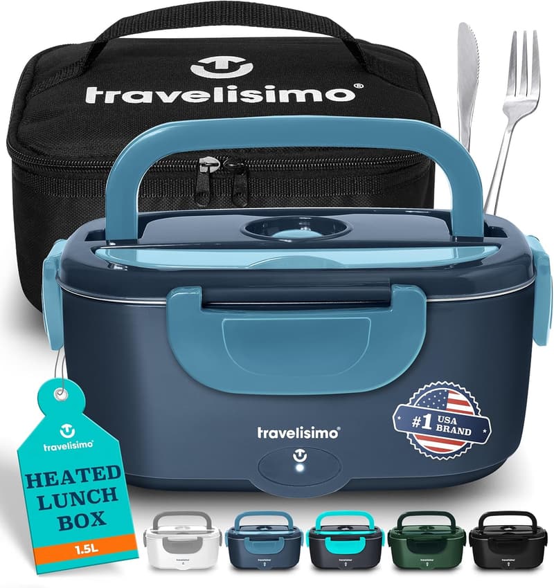 Portable Heated Lunch Box for Adults, 1.5L Stainless Steel