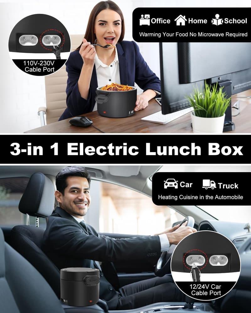 Portable Electric Lunch Box - 1L Food Warmer for Travel