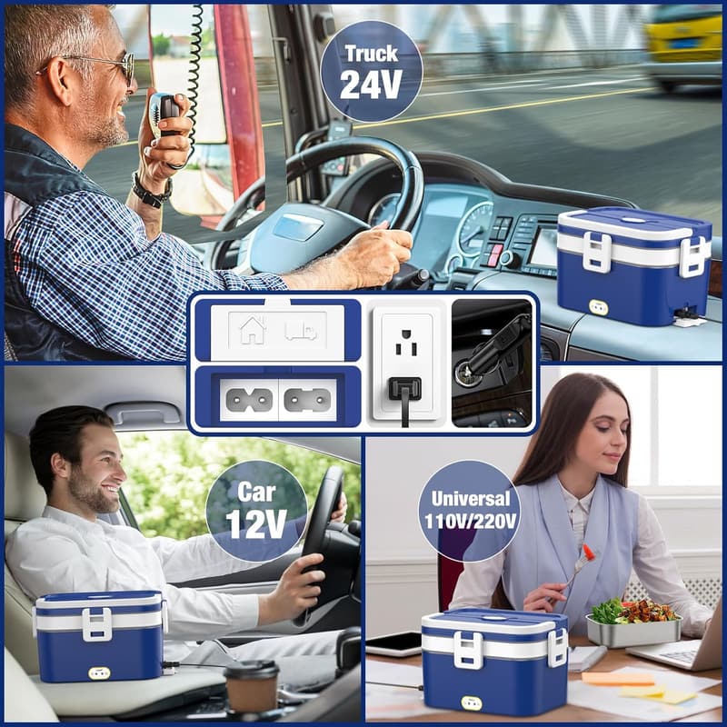 Portable Electric Lunch Box with Double Layer, 2.8L Capacity