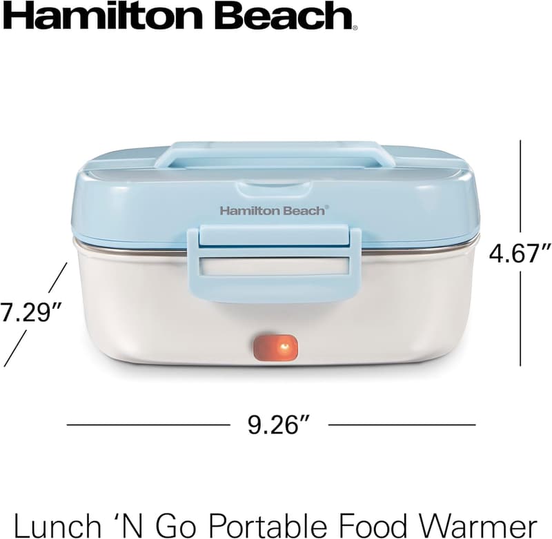 Portable Electric Lunch Box with Stainless Steel Tray - Blue