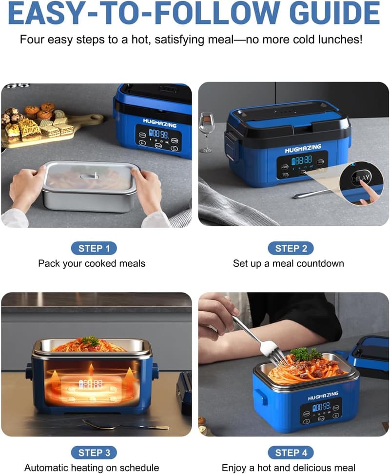 Rechargeable Self-Heating Lunch Box for Travel & Office Meals