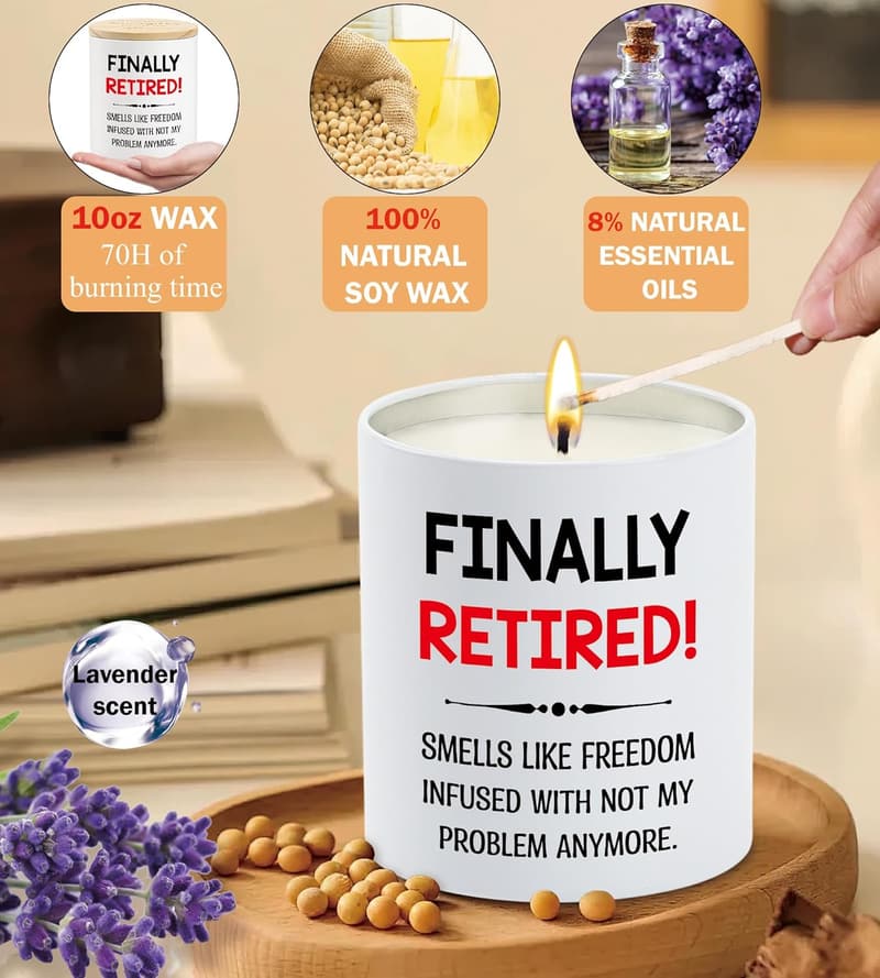 Retirement Lavender Scented Candle for Coworkers and Friends