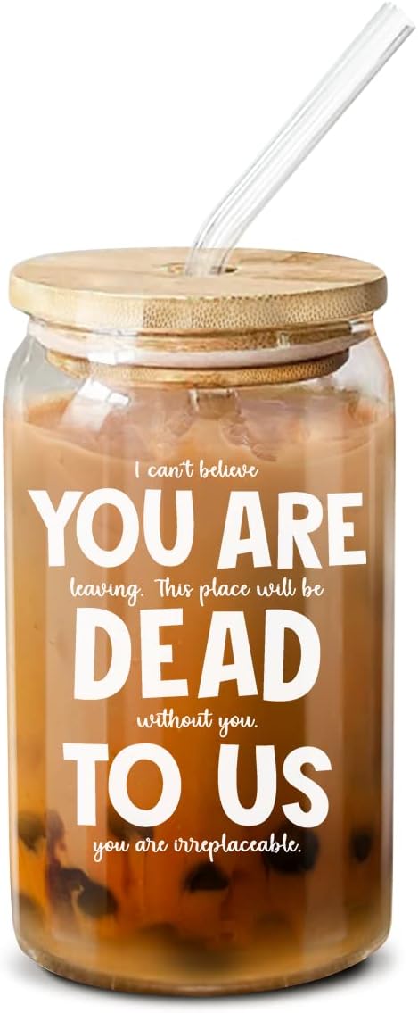 Coworker Farewell Gift - 16 Oz Coffee Glass for New Job
