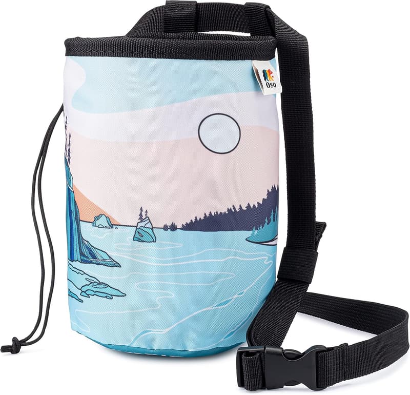 Climbing Chalk Bag with Drawstring Closure and Adjustable Belt