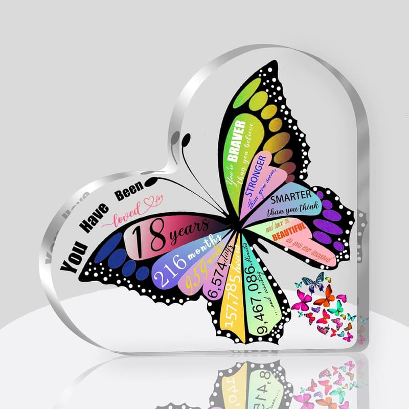18th Birthday Heart Acrylic Plaque Gift for Girls