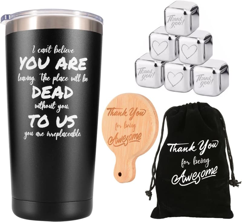 Farewell Gift Set: Funny 20oz Coffee Tumbler & Mug