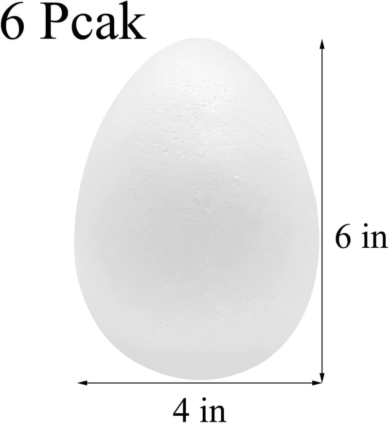 Easter Craft Foam Eggs, 6-Pack, 6-Inch Polystyrene