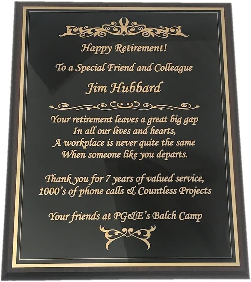 Retirement Wooden Plaque with Customized Engraving