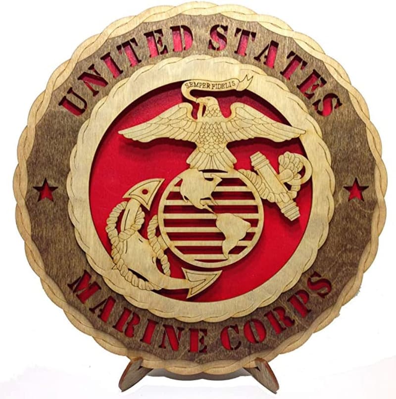 USMC Military Laser-Crafted Wooden Wall Plaque