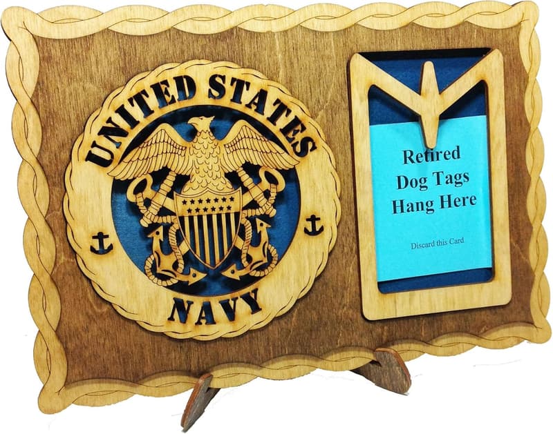 Custom Laser-Crafted Navy Dog Tag Holder Plaque