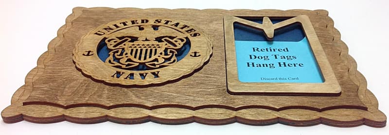 Custom Laser-Crafted Navy Dog Tag Holder Plaque